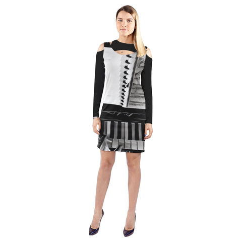 Hands On Cold Shoulder Long Sleeve Dress