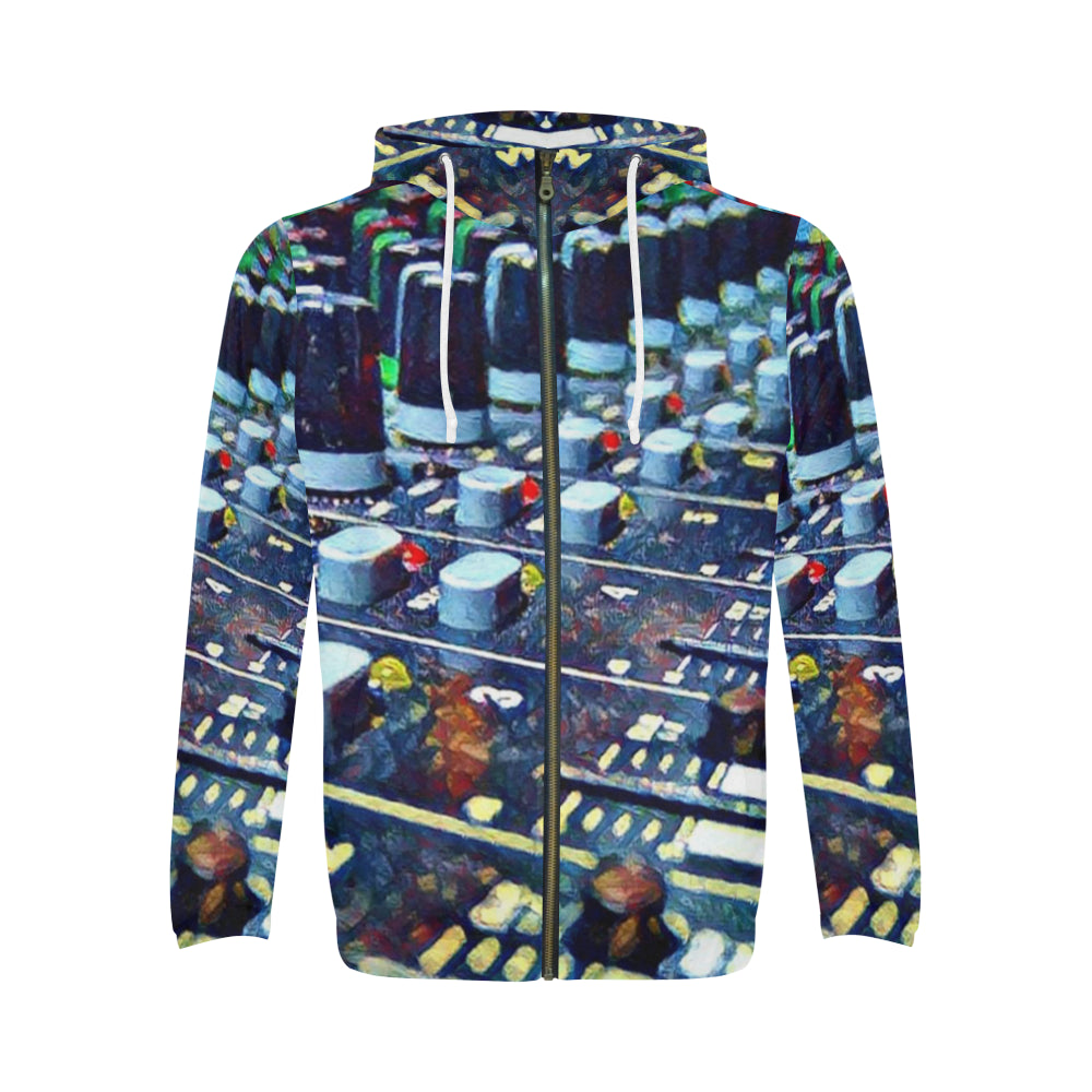 Faded Faders Up All Over Print Full Zip Hoodie