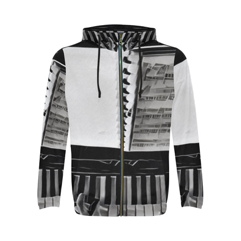 Hands On All Over Print Full Zip Hoodie for Men