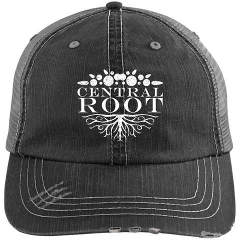 Central Root Distressed Unstructured Trucker Cap